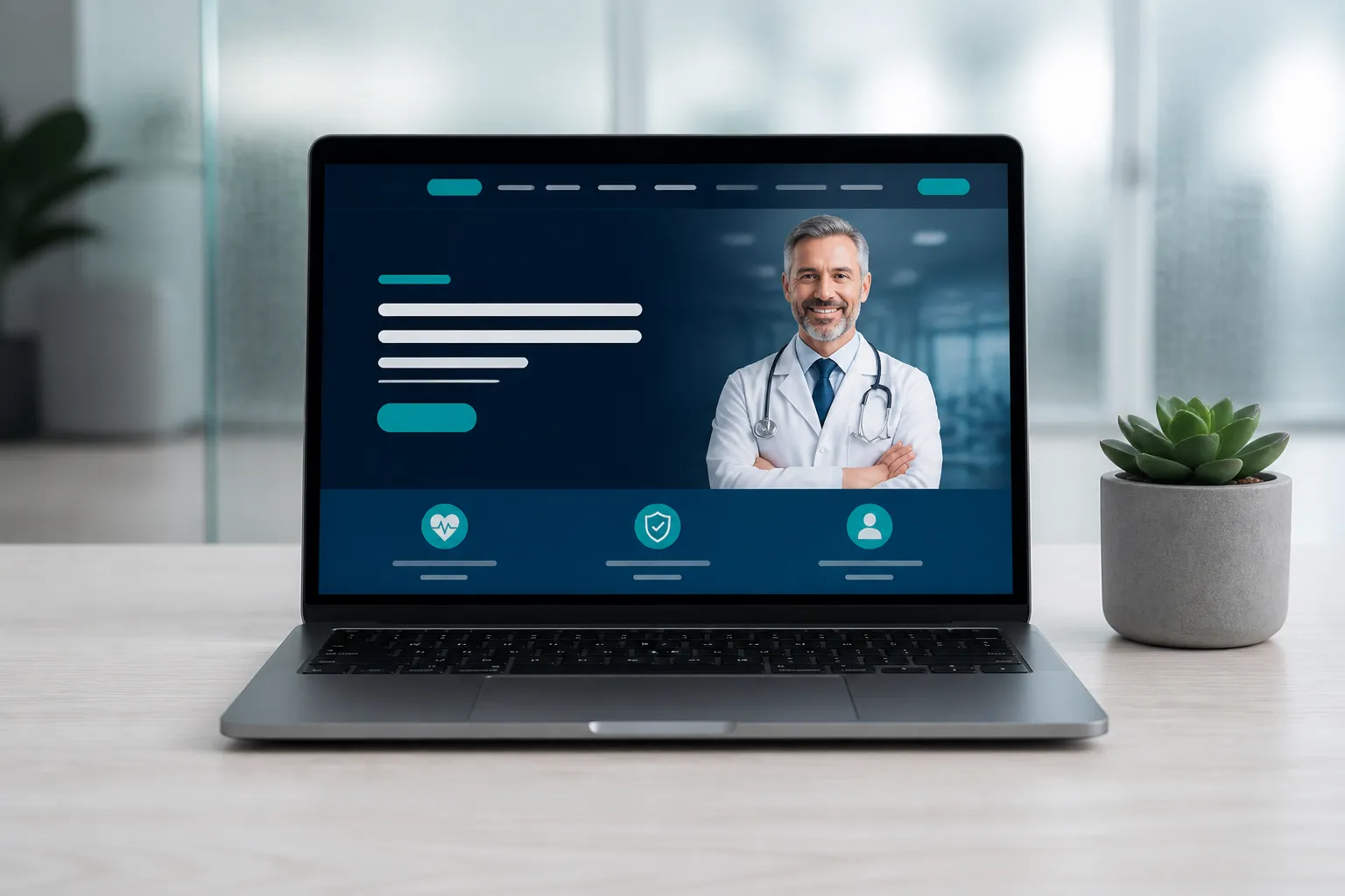 AEO-optimised private clinic website displayed on a laptop